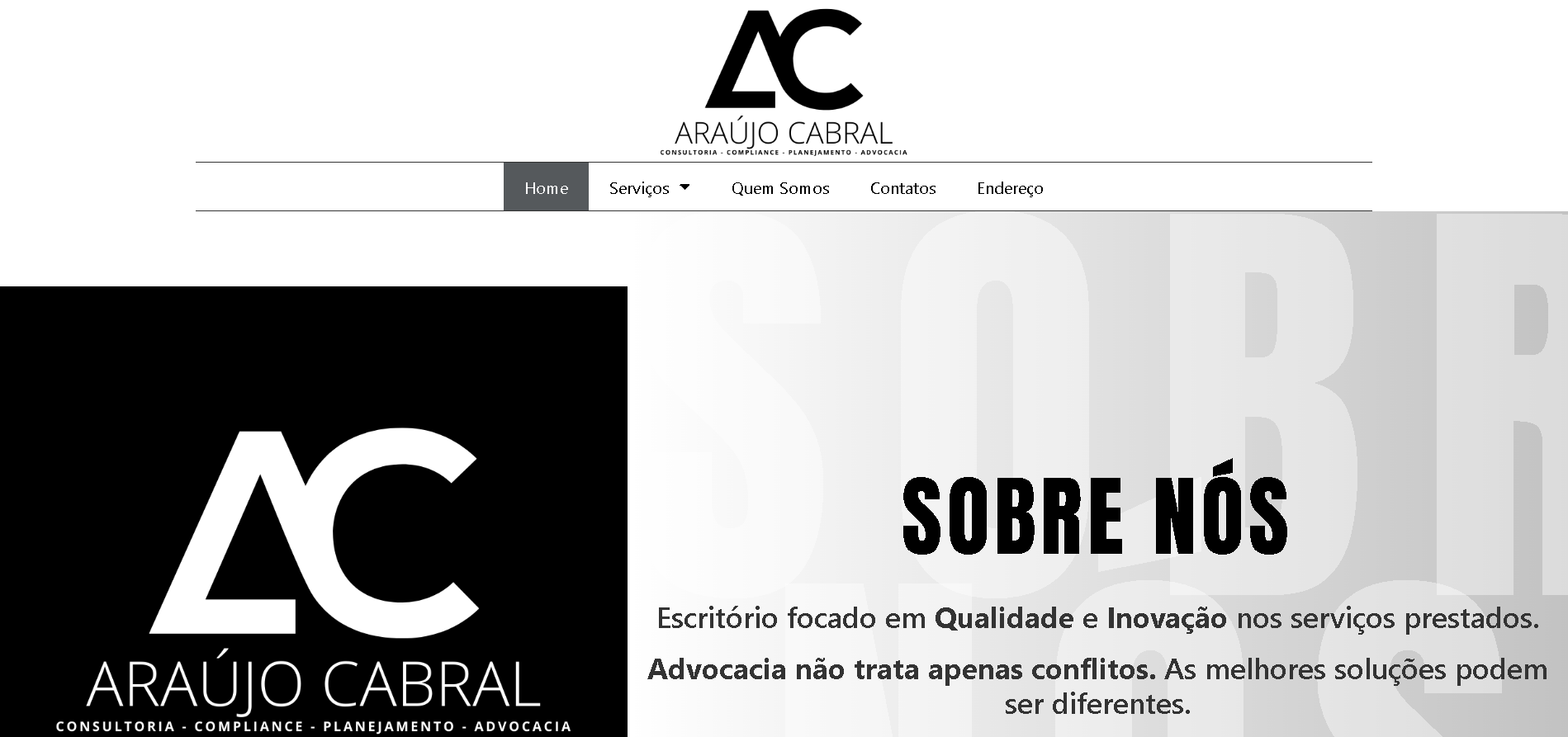 Araújo Cabral - Legal-sector institutional website for services, locations, specialties, and team presence.